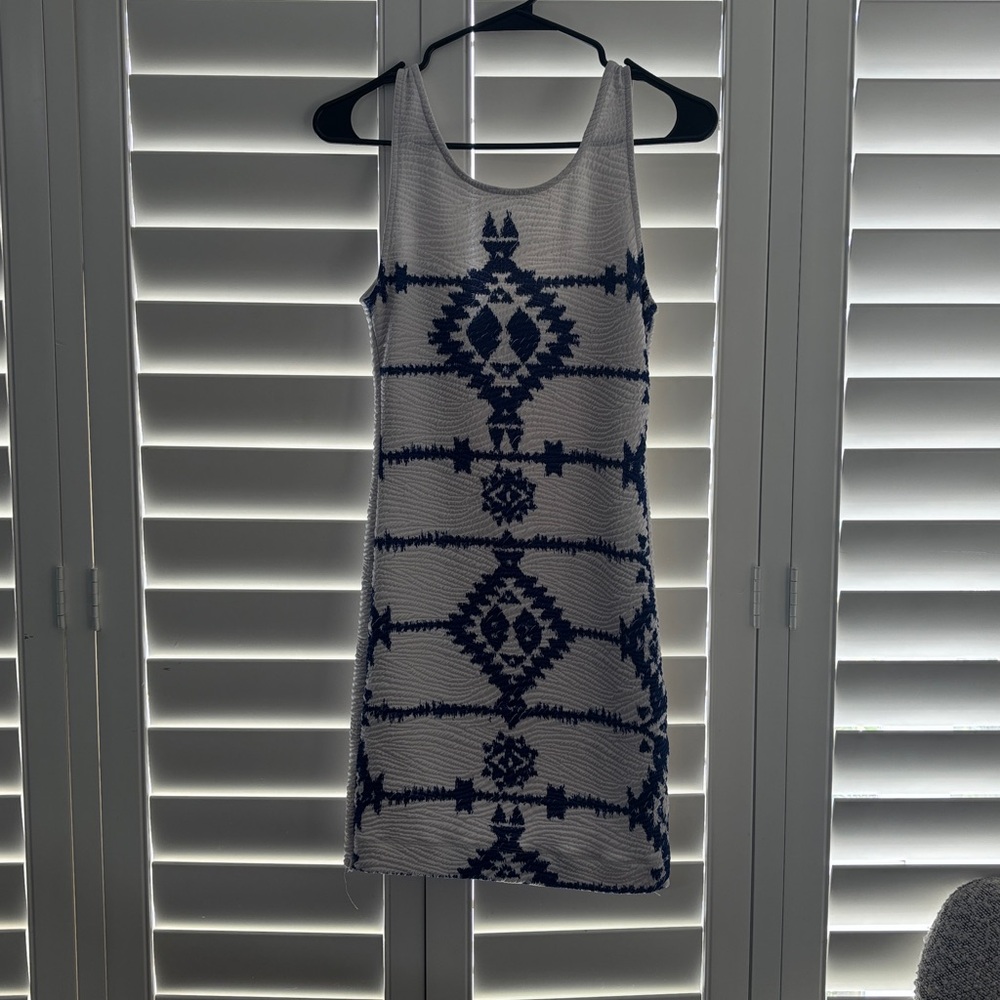 H&M Blue and White Patterned Dress